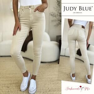 Judy Blue High Rise Waist Garment Dyed Tummy Control Skinny Denim Jeans | Bone